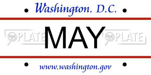 MAY District Of Columbia License Plate