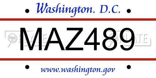MAZ489 District Of Columbia License Plate