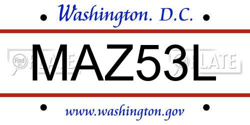 MAZ53L District Of Columbia License Plate