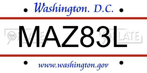 MAZ83L District Of Columbia License Plate