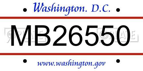 MB26550 District Of Columbia License Plate
