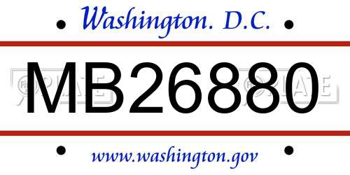 MB26880 District Of Columbia License Plate