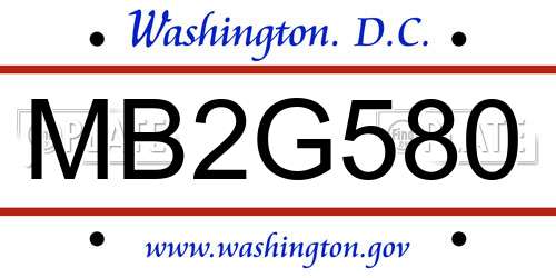 MB2G580 District Of Columbia License Plate