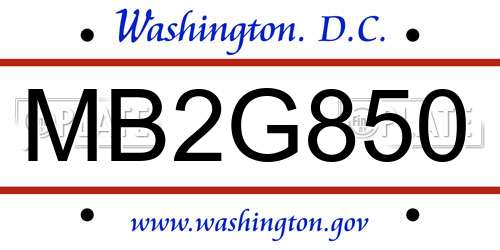 MB2G850 District Of Columbia License Plate