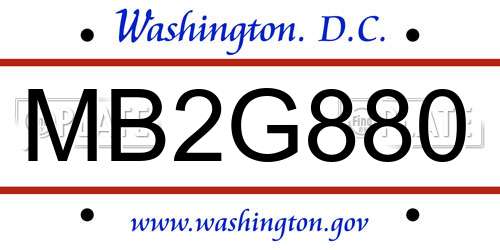 MB2G880 District Of Columbia License Plate