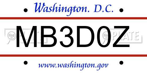 MB3D0Z District Of Columbia License Plate