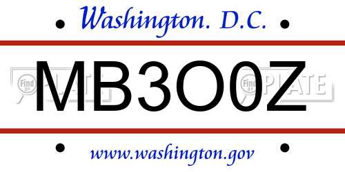 MB3O0Z District Of Columbia License Plate
