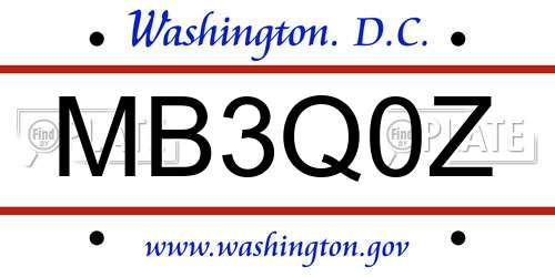 MB3Q0Z District Of Columbia License Plate