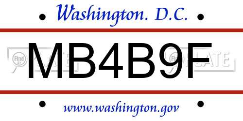 MB4B9F District Of Columbia License Plate