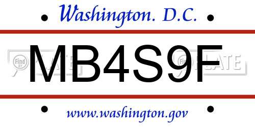 MB4S9F District Of Columbia License Plate
