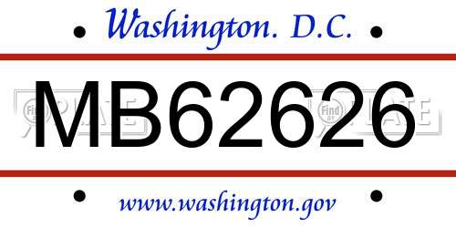 MB62626 District Of Columbia License Plate
