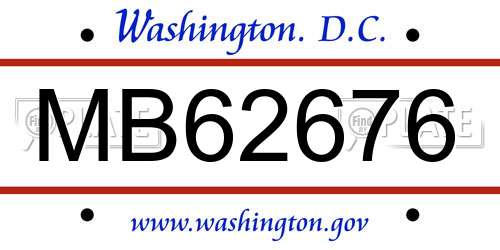MB62676 District Of Columbia License Plate