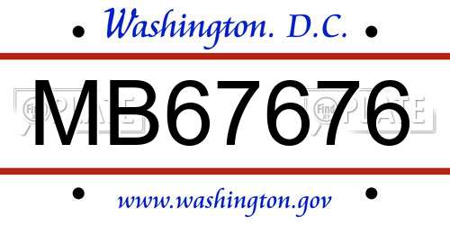 MB67676 District Of Columbia License Plate