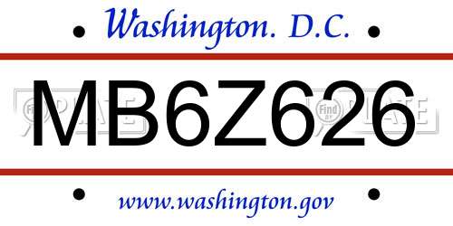MB6Z626 District Of Columbia License Plate