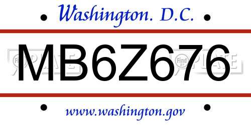 MB6Z676 District Of Columbia License Plate