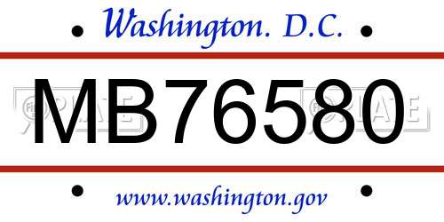 MB76580 District Of Columbia License Plate