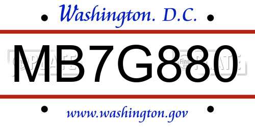 MB7G880 District Of Columbia License Plate