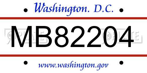 MB82204 District Of Columbia License Plate
