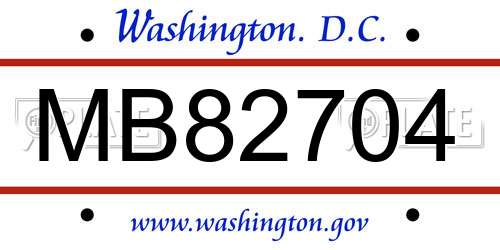 MB82704 District Of Columbia License Plate