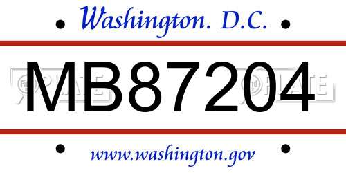MB87204 District Of Columbia License Plate