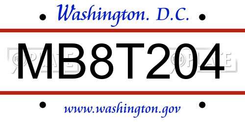 MB8T204 District Of Columbia License Plate
