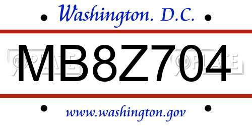 MB8Z704 District Of Columbia License Plate