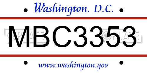 MBC3353 District Of Columbia License Plate