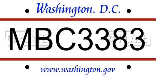 MBC3383 District Of Columbia License Plate
