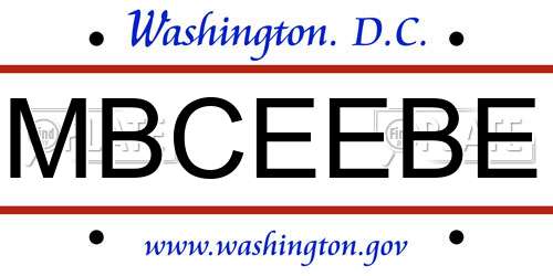 MBCEEBE District Of Columbia License Plate