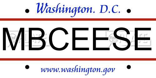 MBCEESE District Of Columbia License Plate