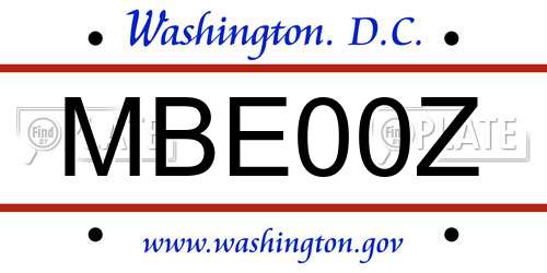 MBE00Z District Of Columbia License Plate