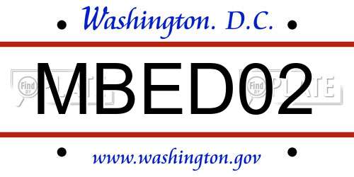MBED02 District Of Columbia License Plate