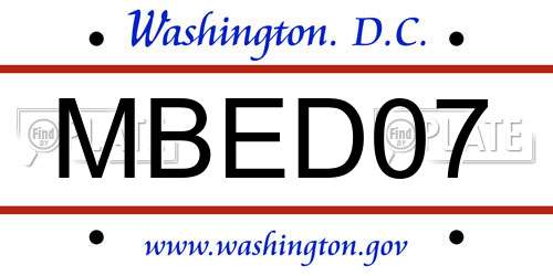 MBED07 District Of Columbia License Plate