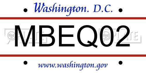 MBEQ02 District Of Columbia License Plate
