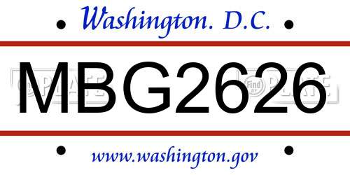 MBG2626 District Of Columbia License Plate