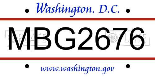MBG2676 District Of Columbia License Plate