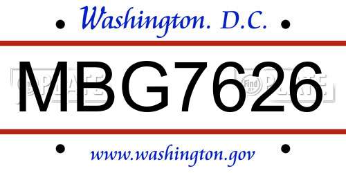 MBG7626 District Of Columbia License Plate