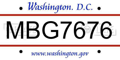 MBG7676 District Of Columbia License Plate