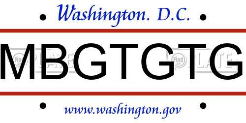 MBGTGTG District Of Columbia License Plate