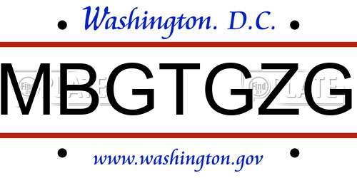 MBGTGZG District Of Columbia License Plate