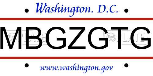 MBGZGTG District Of Columbia License Plate