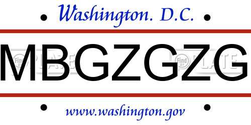 MBGZGZG District Of Columbia License Plate