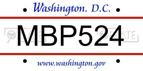 MBP524 District Of Columbia License Plate