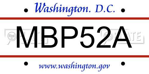 MBP52A District Of Columbia License Plate