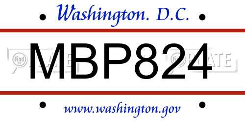 MBP824 District Of Columbia License Plate