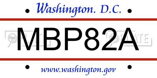 MBP82A District Of Columbia License Plate