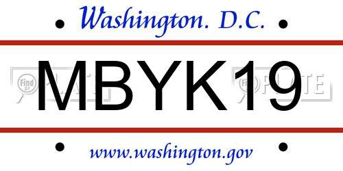 MBYK19 District Of Columbia License Plate