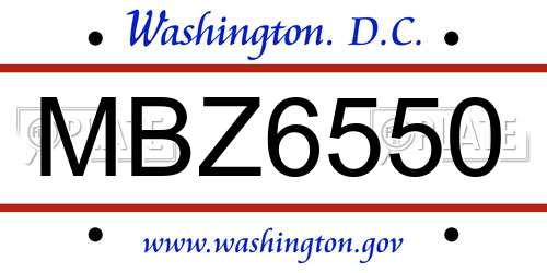 MBZ6550 District Of Columbia License Plate