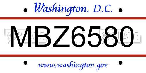 MBZ6580 District Of Columbia License Plate
