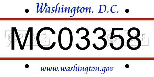 MC03358 District Of Columbia License Plate